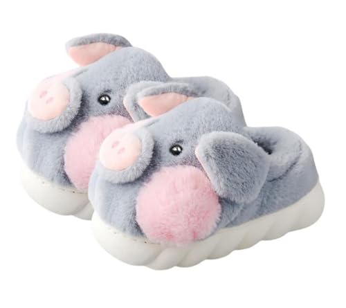 LANFIRE Big Kid und Erwachsene Baumwolle Plüsch Tier Hausschuhe Damen Schuhe (Grey shoes, 37/38, numeric_37) von LANFIRE