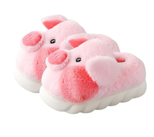 LANFIRE Big Kid & Erwachsene Baumwolle Hausschuhe Schwein Plüsch Tier Hausschuhe Damen Schuhe (Pink, 37/38) von LANFIRE