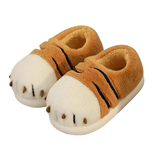 LANFIRE Damen Baumwolle Hausschuhe - Kuh, Schweinepulver, Tiger Plüsch Tier (Orange, 42) von LANFIRE