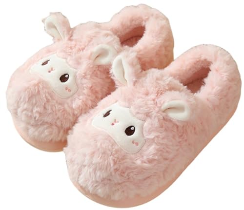 LANFIRE Damen Tier Schaf Hausschuhe weiche warme Winter Hausschuhe Haushalts Plüsch Baumwoll schuhe (Pink S, Erwachsene, Damen, 36, Numerisch (von/bis), EU Schuhgrößensystem, 37, Schmal) von LANFIRE