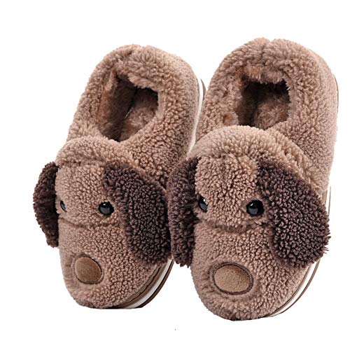 LANFIRE Damen Winterhaus stark All-Inclusive mit Plüsch dicken Boden warmen Hund Baumwolle Hausschuhe Herren Baumwolle Hausschuhe (43/44, Brown, numeric_43) von LANFIRE