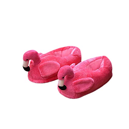 LANFIRE Flamingo Cartoon Indoor Plüsch Hausschuhe Winter Tiere Plüsch Soft-Soled Warme Bodenbelag Baumwolle Schuhe (Shoes, Rose red) von LANFIRE