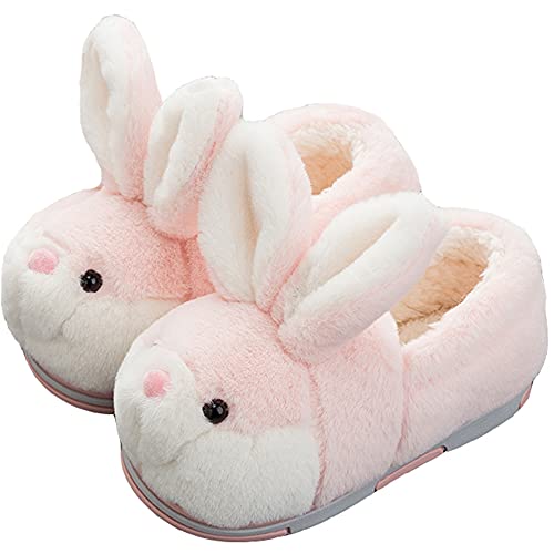 LANFIRE Groß Kinder und Erwachsene Baumwolle Hausschuhe Hase Hausschuhe Plüsch Hausschuhe Tier Hausschuhe Damen Schuhe Baumwollschuhe (Pink (shoes), 37/38, numeric_37) von LANFIRE