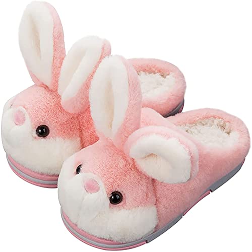 LANFIRE Groß Kinder und Erwachsene Baumwolle Hausschuhe Hase Hausschuhe Plüsch Hausschuhe Tier Hausschuhe Damen Schuhe Baumwollschuhe (Red (slippers), 33/34, numeric_33) von LANFIRE