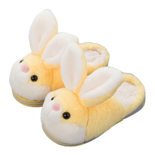 LANFIRE Groß Kinder und Erwachsene Baumwolle Hausschuhe Hase Hausschuhe Plüsch Hausschuhe Tier Hausschuhe Damen Schuhe Baumwollschuhe (Yellow (slippers), 37/38, numeric_37) von LANFIRE
