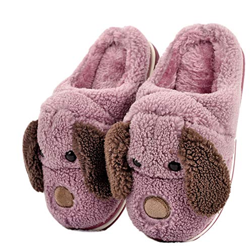 LANFIRE Kinder und Erwachsene Baumwolle Hausschuhe Hund Haus Hausschuhe Plüsch Hausschuhe Tier Hausschuhe (Purple, numeric_40) von LANFIRE
