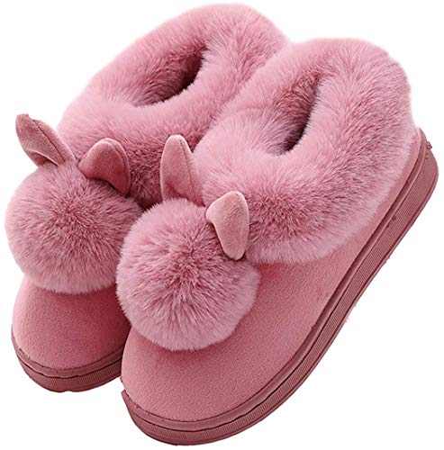 LANFIRE Langohrige Hasenpantoffeln für Männer und Frauen im Herbst und Winter warme Pantoffeln Damen Baumwollschuhe (Purple, numeric_40) von LANFIRE
