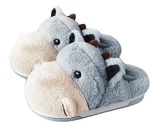 LANFIRE Niedliche Tier-Kuh-Hausschuhe Home Herren Damen-Hausschuhe Winter warme Plüsch-Baumwoll-Hausschuhe (Grey, numeric_40) von LANFIRE