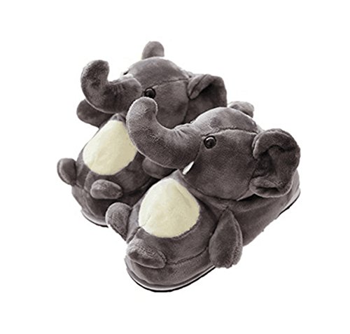 LANFIRE Tier Hausschuhe Elefanten Hausschuhe Winter Hause warme Anti-Rutsch-Baumwolle Hausschuhe (M（EUR35-39）, elephant) von LANFIRE