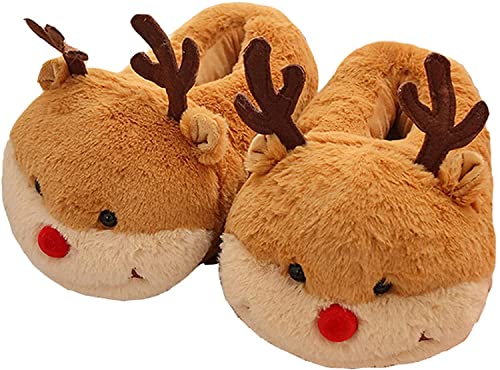 LANFIRE Tier Hausschuhe Hamster Hausschuhe Winter Hause warme rutschfeste Baumwolle Hausschuhe (Elch) von LANFIRE