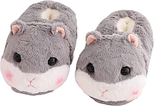 LANFIRE Tier Hausschuhe Hamster Hausschuhe Winter Hause warme rutschfeste Baumwolle Hausschuhe (Hamster(Grey)) von LANFIRE