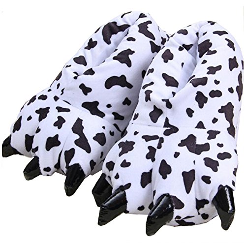 LANFIRE Unisex Soft Plüsch Haus Hausschuhe Tier Kostüm Pfote Claw Schuhe (M (EUR 35-39), Milchkuh（Cows）) von LANFIRE