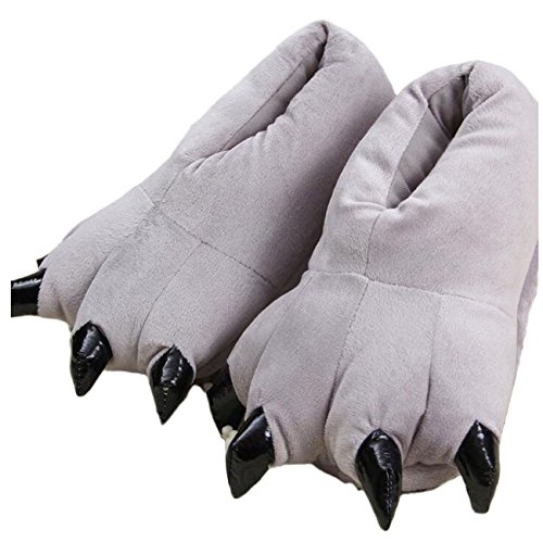 LANFIRE Unisex Soft Plüsch Haus Hausschuhe Tier Kostüm Pfote Claw Schuhe (S (Kind/Größe: 28-34), grau（Grey）) von LANFIRE