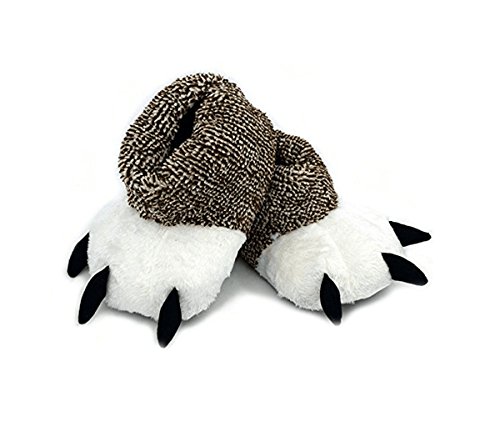 LANFIRE Unisex Weichem Plüsch Hause Hausschuhe Bärenkralle Hausschuhe Tier Kostüm Pfote Krallen Schuhe (40-41 EU, brown) von LANFIRE