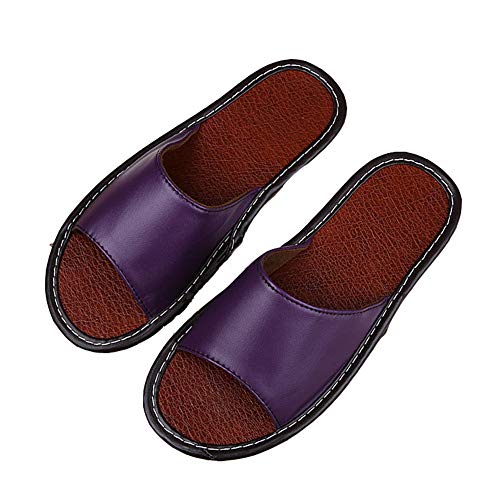 LANFIRE Unisex bequeme lässige Strandschuhe aus einfarbigem Leder, rutschfestes und schnell trocknendes Innenbadezimmer, Außensandalen (38/39, Purple, numeric_38) von LANFIRE