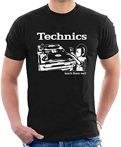 LANGBIRUI Technics T-Shirt Turntables Teach Them Well Vinyl Dj Black L von LANGBIRUI