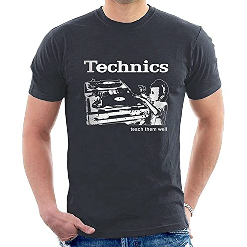 LANGBIRUI Technics T-Shirt Turntables Teach Them Well Vinyl Dj Navy Blue L von LANGBIRUI