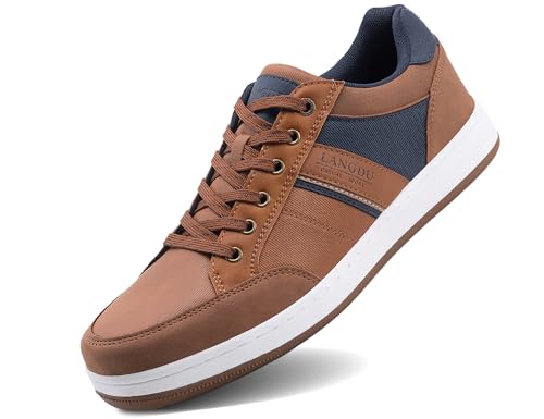 LANGDU Freizeitschuhe Herren Sneaker Schuhe Walkingschuhe Leichtgewicht Atmungsaktive Sportschuhe Größe41-46EU (Braun 60,42EU) von LANGDU