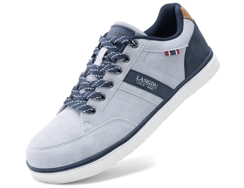 LANGDU Freizeitschuhe Herren Sneaker Schuhe Walkingschuhe Leichtgewicht Atmungsaktive Sportschuhe Größe41-46EU (Grau 66,41EU) von LANGDU