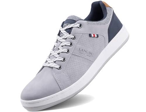 LANGDU Freizeitschuhe Herren Sneaker Schuhe Walkingschuhe Leichtgewicht Atmungsaktive Sportschuhe Größe41-46EU (Lightgrau 20,43EU) von LANGDU