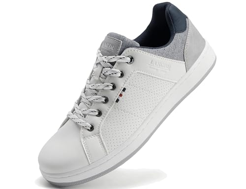 LANGDU Freizeitschuhe Herren Sneaker Schuhe Walkingschuhe Leichtgewicht Atmungsaktive Sportschuhe Größe41-46EU (Weiß 19,41EU) von LANGDU