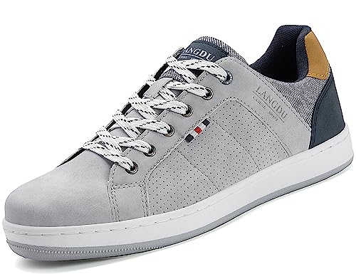 LANGDU Freizeitschuhe Herren Sneaker Schuhe Walkingschuhe Leichtgewicht Atmungsaktive Sportschuhe Größe41-46EU (litgrau,41EU) von LANGDU