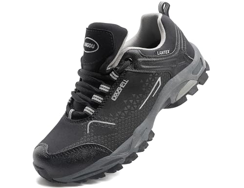 LANGDU Wanderschuhe Herren Damen Wasserdicht Wanderschuhe Leicht Trekkingschuhe Wanderstiefel Atmungsaktiv Outdoorschuhe 38-46EU (Schwarz-Grau,41EU) von LANGDU