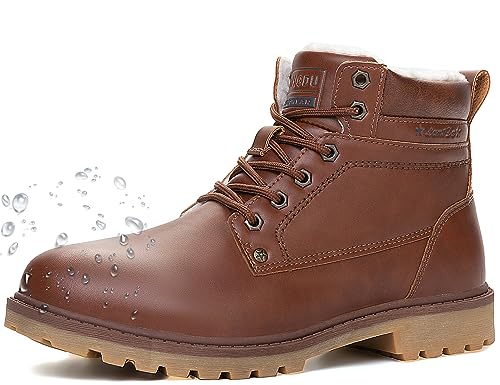 LANGDU Winterschuhe Herren Gefüttert Winterstiefel Schneestiefel Winter Rutschfest Warm Boots Gr.41-46EU (Braundeep,45EU) von LANGDU