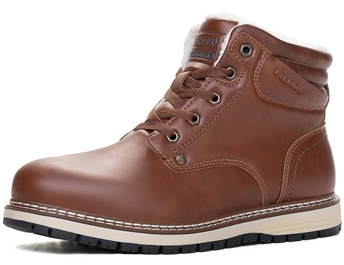 LANGDU Winterstiefel Herren Winterschuhe Gefüttert Schneestiefel Winter Rutschfest Warm Boots Gr.41-46EU (Braunrot,44EU) von LANGDU