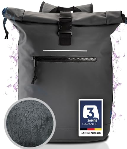 LANGENBERG Trenton Rolltop Rucksack - Wasserdichter Rucksack mit bequemen Schultergurten - Laptop Rucksack Herren und Damen - Wasserfester Rucksack groß mit 30 Liter Volumen von LANGENBERG