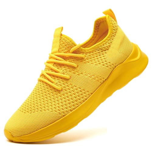 LANGFEUU Damen Sneaker Schuhe Sport Turnschuhe Laufschuhe Tennis Straßenlauf Walkingschuhe Straßenlauf Schuhe Weich Leicht rutschfest Yellow EU 42 von LANGFEUU