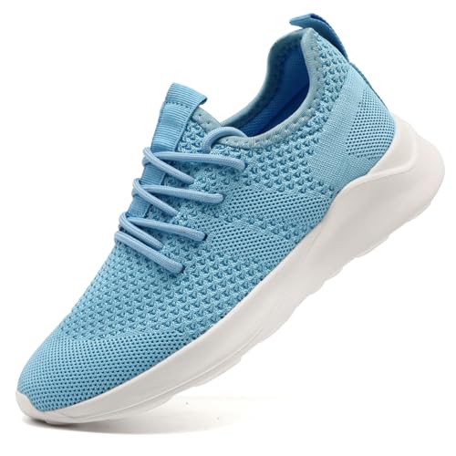 LANGFEUU Damen Turnschuhe Sneaker Schuhe Damen Sportschuhe Laufschuhe Tennisschuhe Outdoor Running Damen Walkingschuhe Straßenlaufschuhe rutschfest Atmungsaktiv Leichtgewichts Hellblau 42 von LANGFEUU
