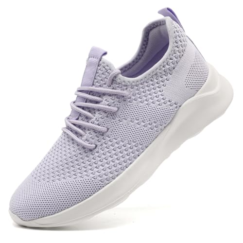 LANGFEUU Damen Turnschuhe Sneaker Schuhe Damen Sportschuhe Laufschuhe Tennisschuhe Outdoor Running Damen Walkingschuhe Straßenlaufschuhe rutschfest Atmungsaktiv Leichtgewichts Hellviolett 41 von LANGFEUU