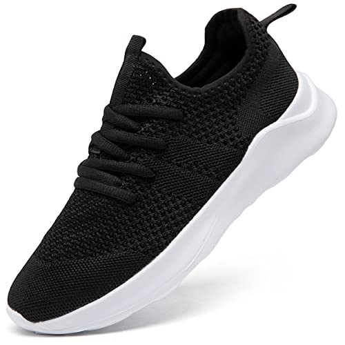 LANGFEUU Damen Turnschuhe Sneaker Schuhe Damen Sportschuhe Laufschuhe Tennisschuhe Outdoor Running Damen Walkingschuhe Straßenlaufschuhe rutschfest Atmungsaktiv Leichtgewichts Schwarz Weiß 36 von LANGFEUU