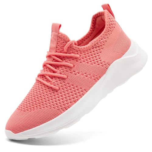 LANGFEUU Damen Turnschuhe Sneaker Schuhe Walkingschuhe Damen Sportschuhe Laufschuhe Tennisschuhe Running Damen Straßenlaufschuhe rutschfest Atmungsaktiv Leichtgewichts Korallenrot 37 von LANGFEUU