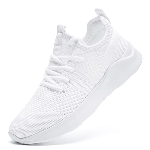 LANGFEUU Damen Turnschuhe Walkingschuhe Sneaker Schuhe Sportschuhe Running Laufschuhe Tennisschuhe Straßenlaufschuhe Atmungsaktiv Leichtgewichts Weiß 44 von LANGFEUU