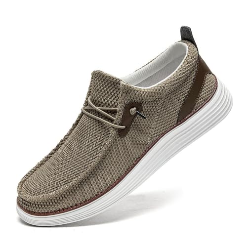 LANGFEUU Herren-Slipper Slip-On-Schuhe Modische Lässige rutschfeste Schuhe Weiche Bequeme und Atmungsaktive Sportschuhe Braun EU 40 von LANGFEUU