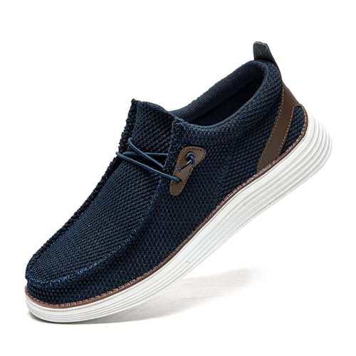 LANGFEUU Herren-Slipper Slip-On-Schuhe Modische Lässige rutschfeste Schuhe Weiche Bequeme und Atmungsaktive Sportschuhe Dunkelblau EU 40 von LANGFEUU