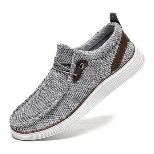 LANGFEUU Herren-Slipper Slip-On-Schuhe Modische Lässige rutschfeste Schuhe Weiche Bequeme und Atmungsaktive Sportschuhe Hellgrau EU 46 von LANGFEUU