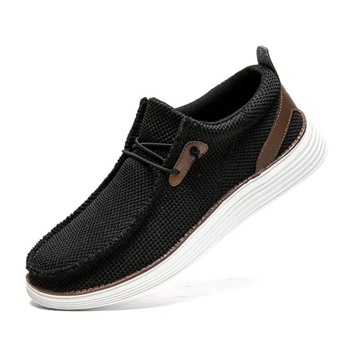 LANGFEUU Herren-Slipper Slip-On-Schuhe Modische Lässige rutschfeste Schuhe Weiche Bequeme und Atmungsaktive Sportschuhe Schwarz EU 39 von LANGFEUU