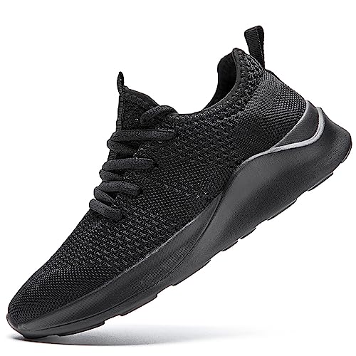 LANGFEUU Sneaker Herren Laufschuhe Turnschuhe Sportschuhe Männer Freizeitschuhe Trainer Leichte Atmungsaktives Netz Leichtgewichts Fitnessschuhe Schwarz Größe 39 von LANGFEUU