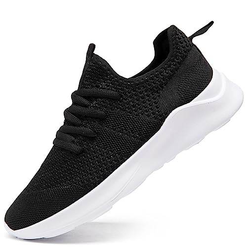 LANGFEUU Sneaker Herren Laufschuhe Turnschuhe Sportschuhe Männer Freizeitschuhe Trainer Leichte Atmungsaktives Netz Leichtgewichts Fitnessschuhe Schwarz und Weiß Größe 39 von LANGFEUU