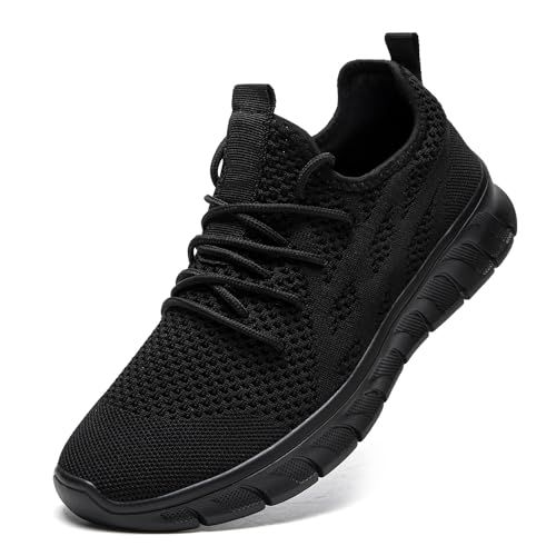 LANGFEUU Sneaker Herren Laufschuhe Turnschuhe Tennis Running Schuhe Sportschuhe Freizeit Straßenlaufschuhe Fashion Leichtgewichts Atmungsaktiv Walkingschuhe Fitness Jogging Schuhe Schwarz 39 EU von LANGFEUU