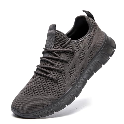 LANGFEUU Sneaker Herren Laufschuhe Turnschuhe Tennis Running Schuhe Sportschuhe Freizeit Straßenlaufschuhe Fashion Leichtgewichts Atmungsaktiv Walkingschuhe Fitness Outdoor Jogging Schuhe Grau 40 EU von LANGFEUU