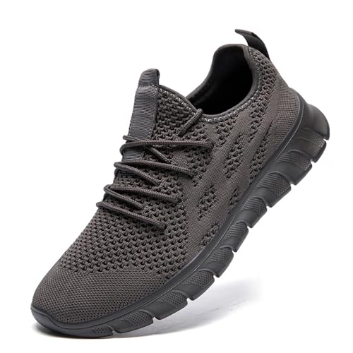 LANGFEUU Sneaker Herren Laufschuhe Turnschuhe Tennis Running Schuhe Sportschuhe Freizeit Straßenlaufschuhe Fashion Leichtgewichts Atmungsaktiv Walkingschuhe Fitness Outdoor Jogging Schuhe Grau EU 47 von LANGFEUU