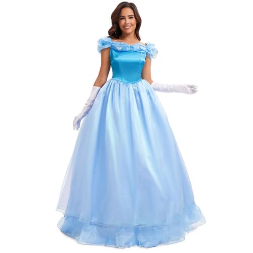 LANGWEI Blau,M,Frauen Halloween Kostüme Erwachsene Märchen Cinderella Kleid Prom Cosplay Kostüm Zubehör von LANGWEI