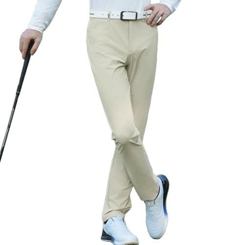 LANGWEI Khaki,L,Herren Golf Joggers Hose Stretch Leichte Klassische Passform Anzughose Lässige Arbeitshose von LANGWEI