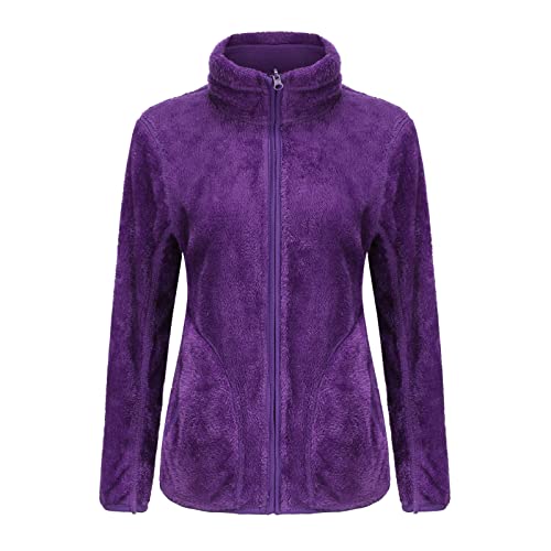 LANGYI Kuscheljacke Damen Damen Winter Warme Jacke Mit Kapuze Solide Reißverschlusstasche Tunika Dicker Mantel Softshelljacke von LANGYI