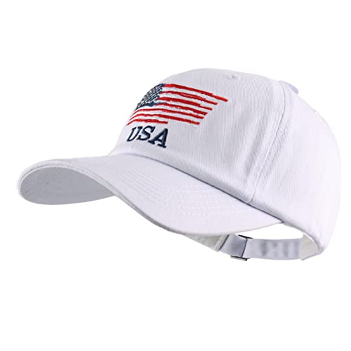 LANGZHEN Amerikanische Flagge Hüte für Männer und Frauen USA Flagge Baseball Cap Verstellbare Outdoor Trucker Snapback Hut, Weiß, large von LANGZHEN