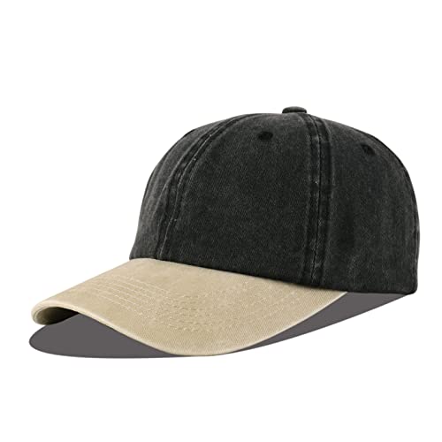 LANGZHEN Baseball Dad Cap 100% Baumwolle Passt Männer Frauen Klassische verstellbare Multi-Color Hut (Schwarz gemischt mit Khaki) von LANGZHEN